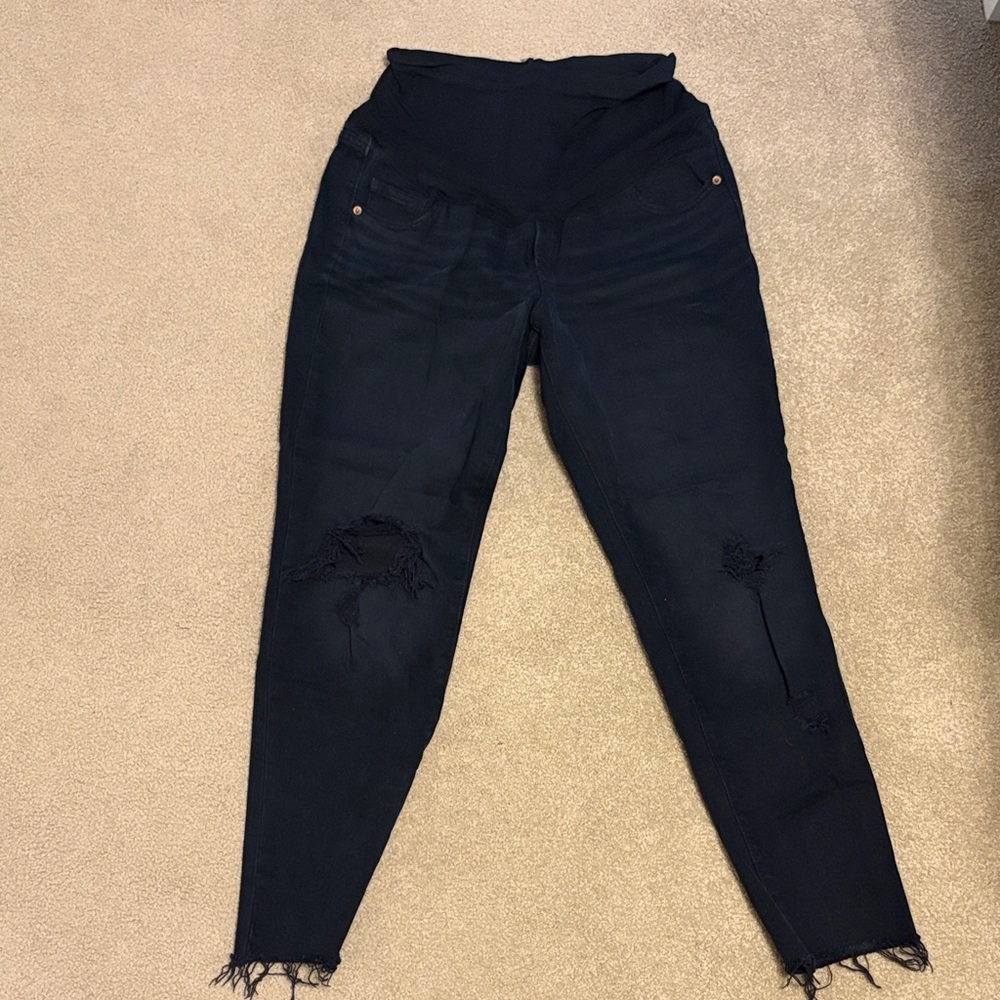 Old Navy High-Rise Black Distressed Maternity Jeans